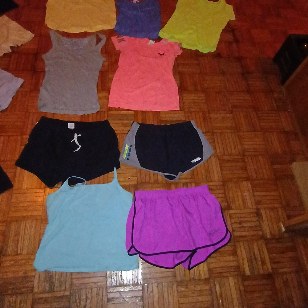 Victoria Secret Tops & Shorts - Bright Aqua, Pink, Black, Purple